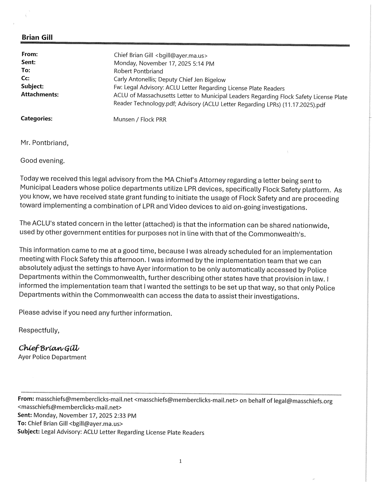 Gill 11/17/2025 email